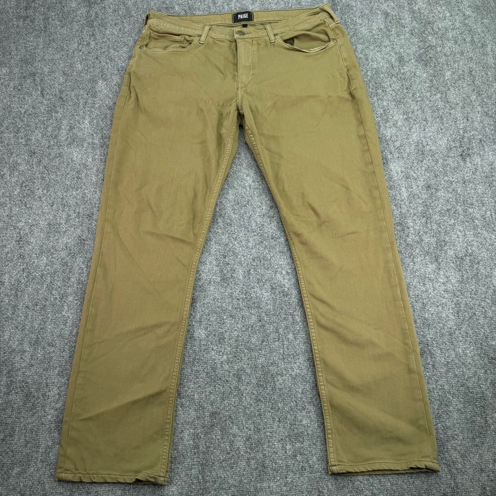 Paige Jeans Mens 34 (Fits‎ 36x30) Khaki Brown Federal Slim Straight Stretch